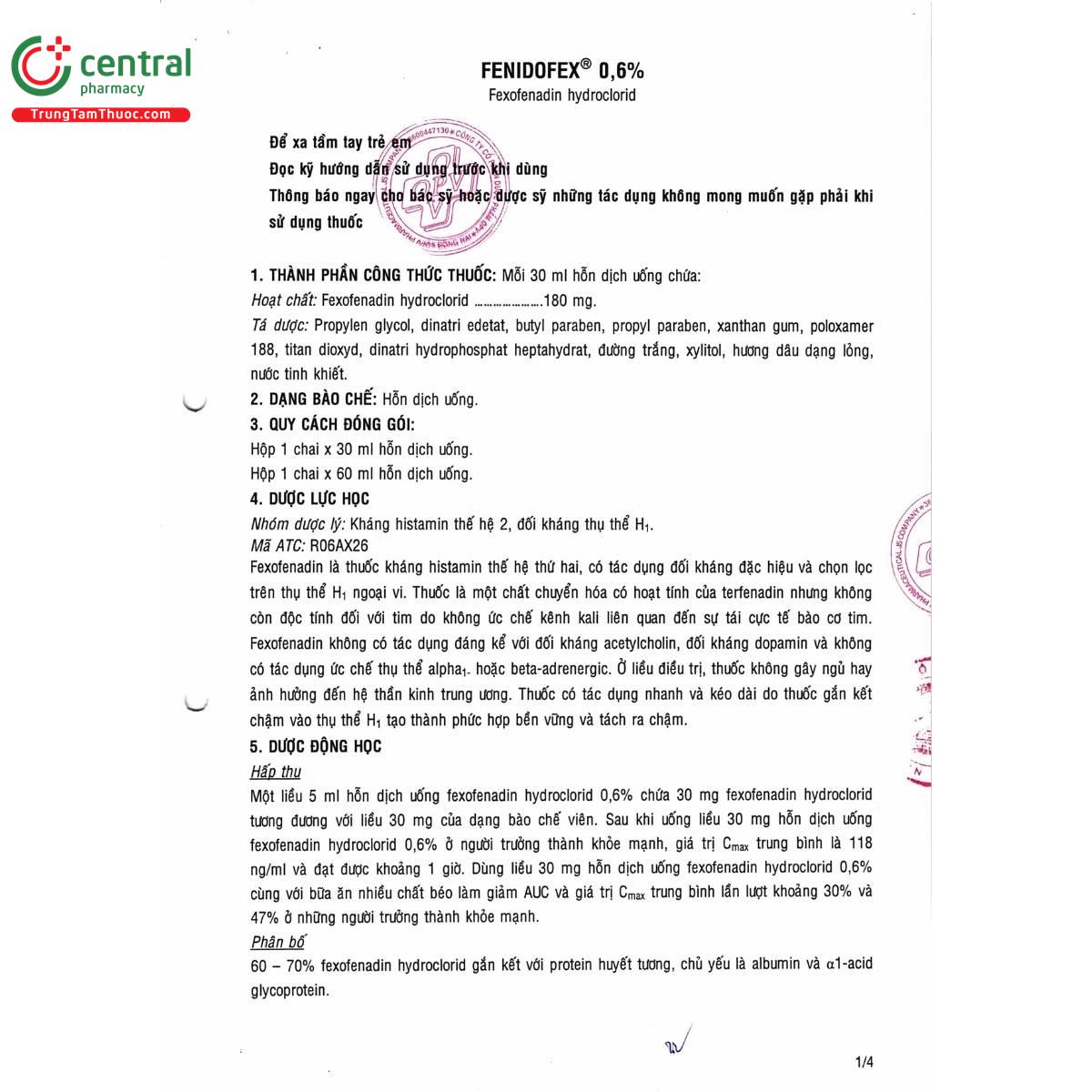 thuoc fenidofex 0 6 8 V8531 thuoc fenidofex 0 6 8 V8531