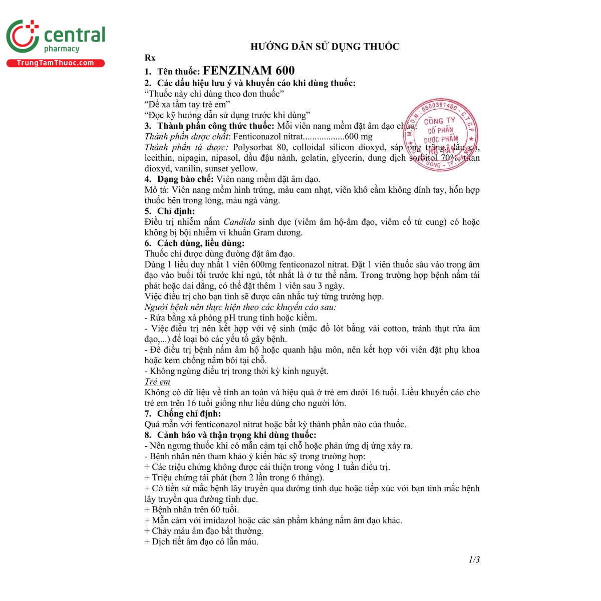 thuoc fenzinam 600mg 12 S7174