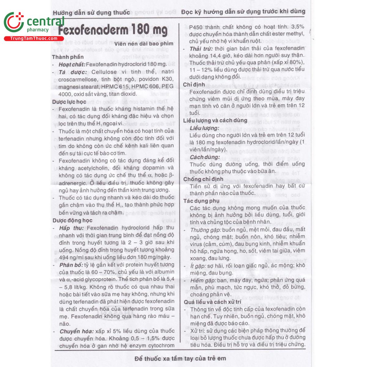 thuoc fexofenaderm 180mg 10 D1487