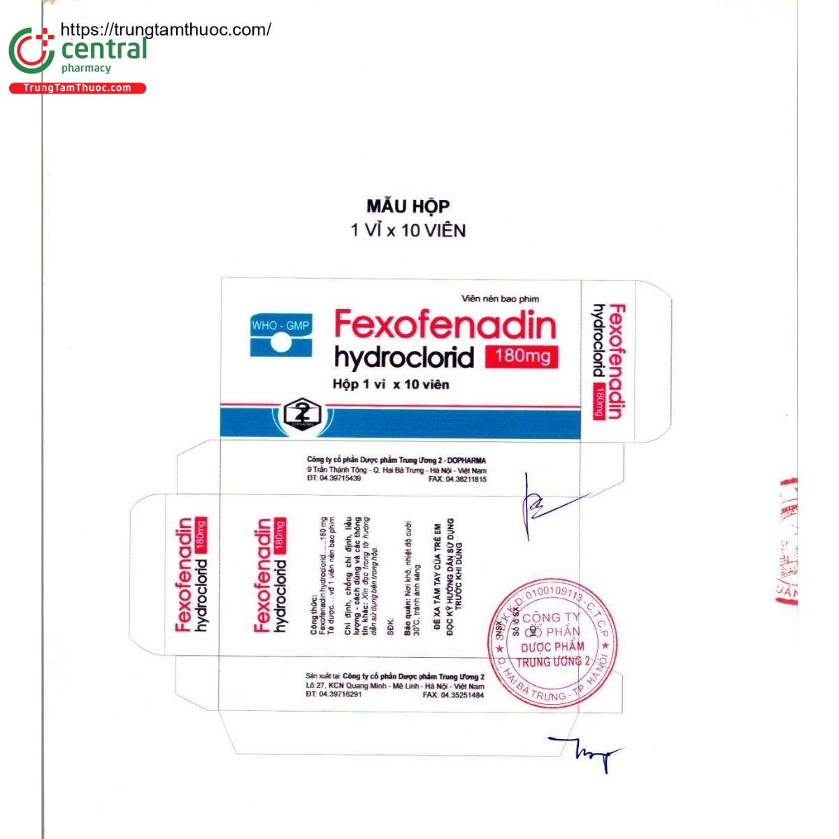 thuoc fexofenadin hydroclorid 180mg dopharma 2 B0177 thuoc fexofenadin hydroclorid 180mg dopharma 2 B0177