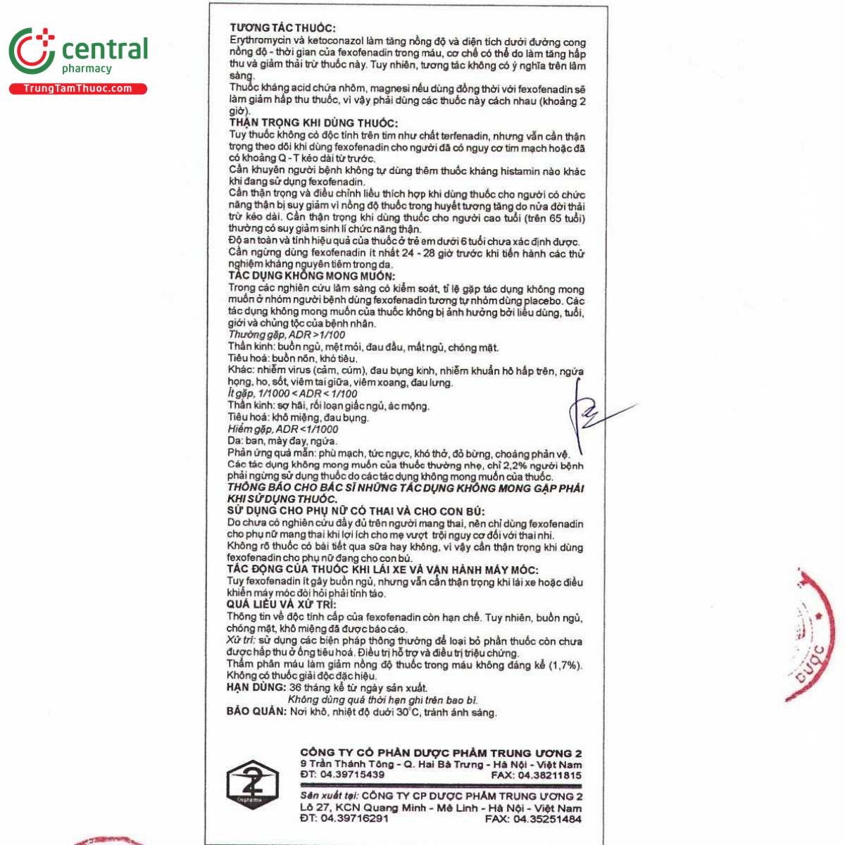 thuoc fexofenadin hydroclorid 180mg dopharma 5 H3712 thuoc fexofenadin hydroclorid 180mg dopharma 5 H3712