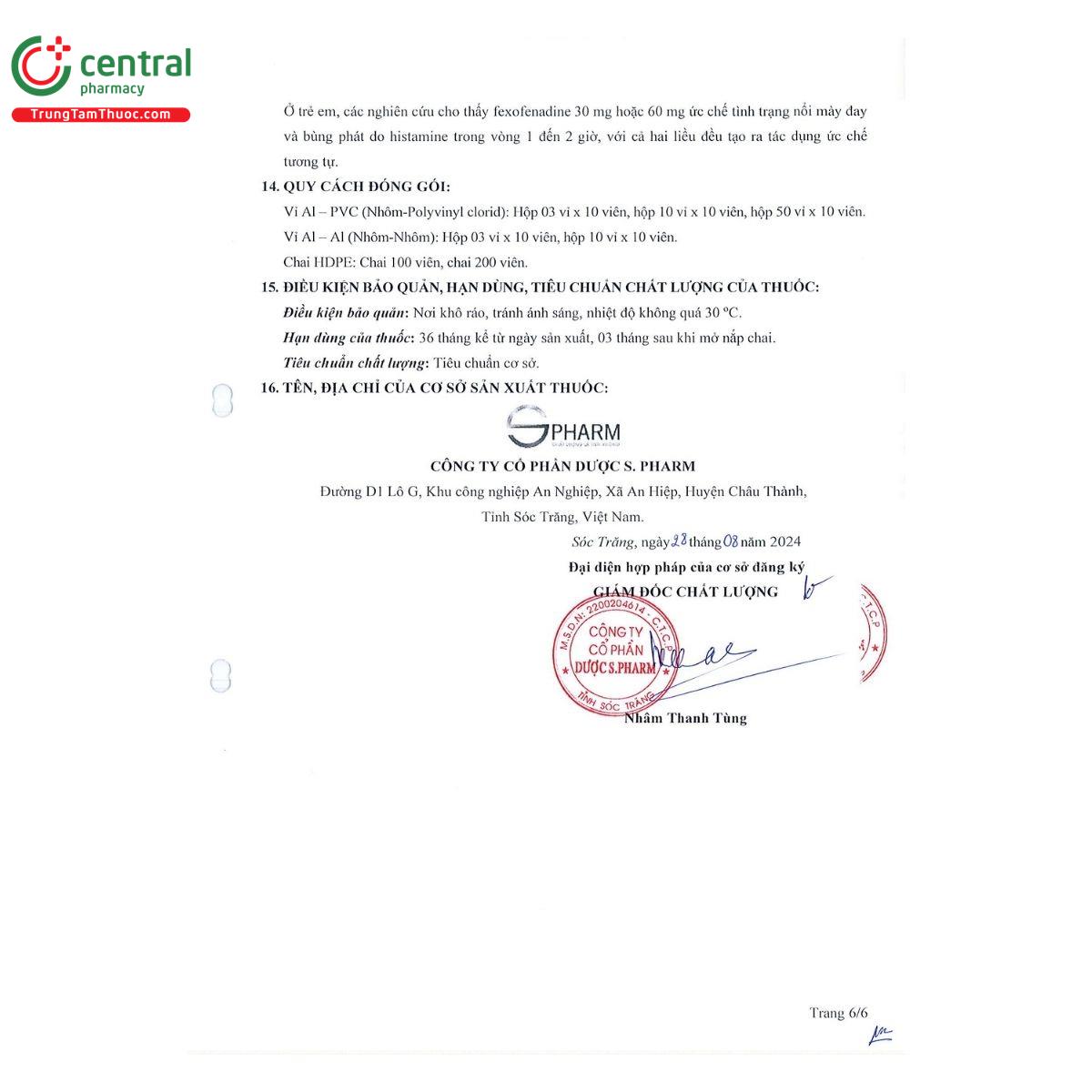 thuoc fexofenadin sp 60 8 M4884