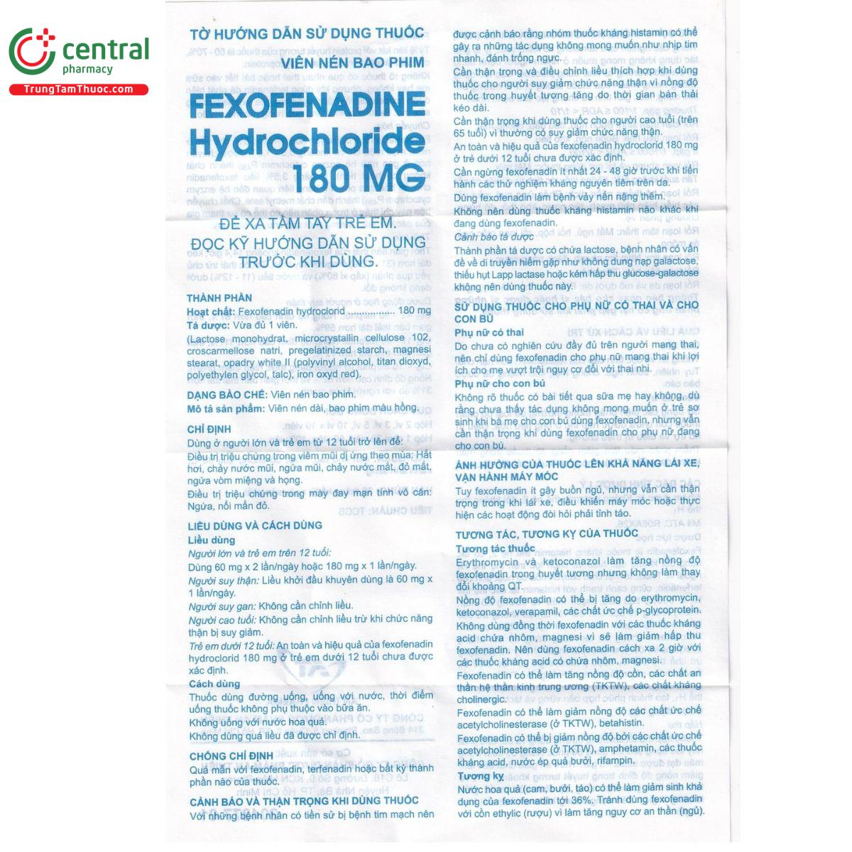 thuoc fexofenadine hydrochloride 180mg an thien 8 O5820 thuoc fexofenadine hydrochloride 180mg an thien 8 O5820