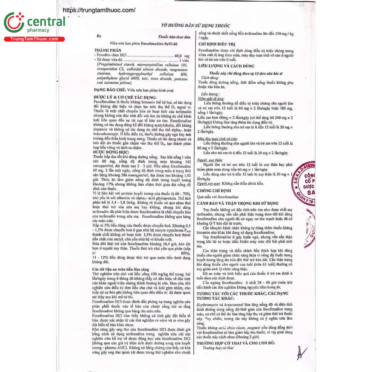 thuoc fexofenadine savi 60mg 4 F2040 thuoc fexofenadine savi 60mg 4 F2040