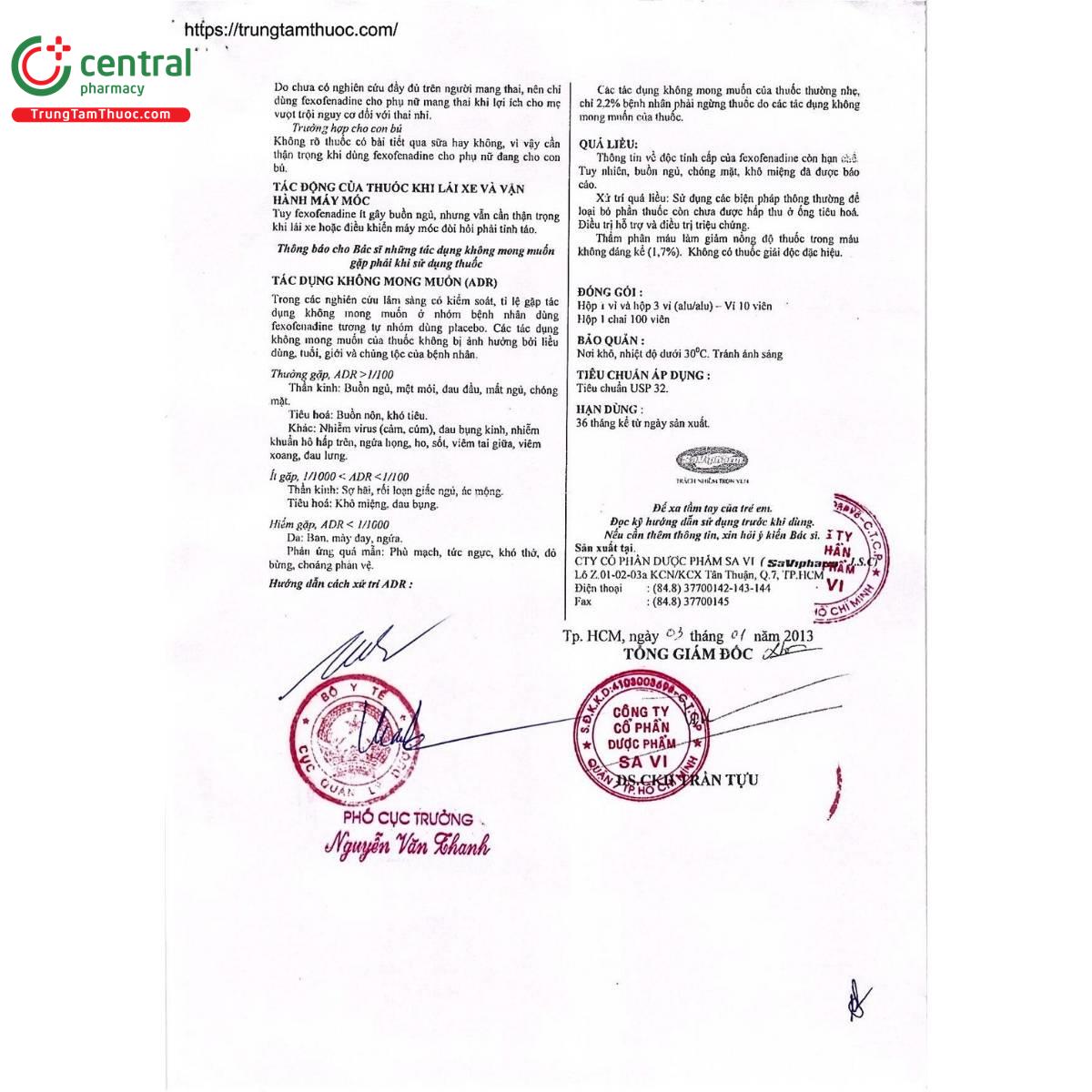 thuoc fexofenadine savi 60mg 5 L4677 thuoc fexofenadine savi 60mg 5 L4677