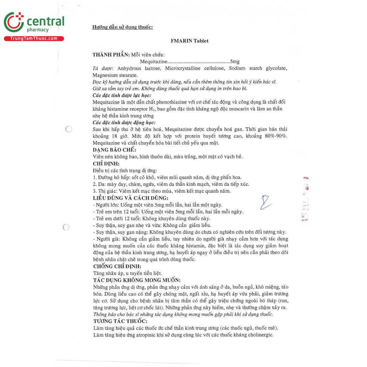 thuoc fmarin tablet 4 P6078 thuoc fmarin tablet 4 P6078