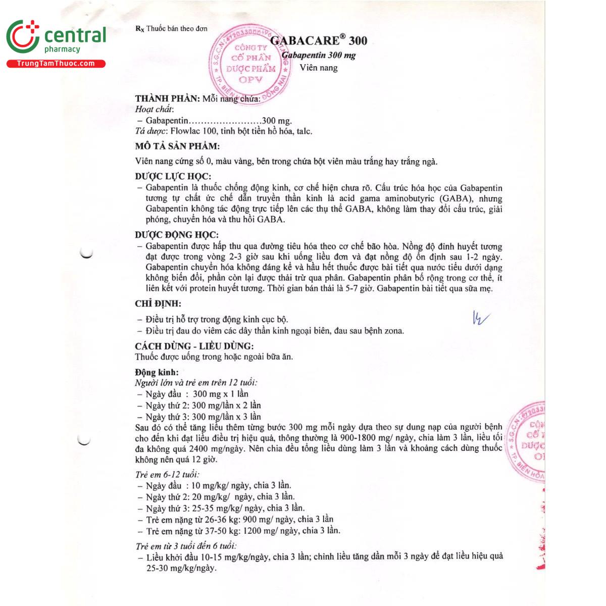 thuoc gabacare 300 4 O6116 thuoc gabacare 300 4 O6116