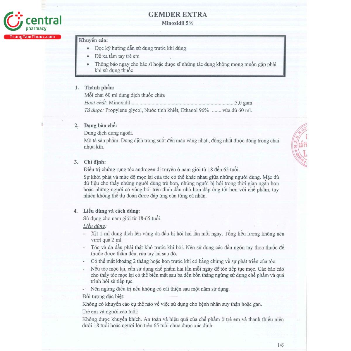 thuoc gemder extra 5 7 U8867 thuoc gemder extra 5 7 U8867