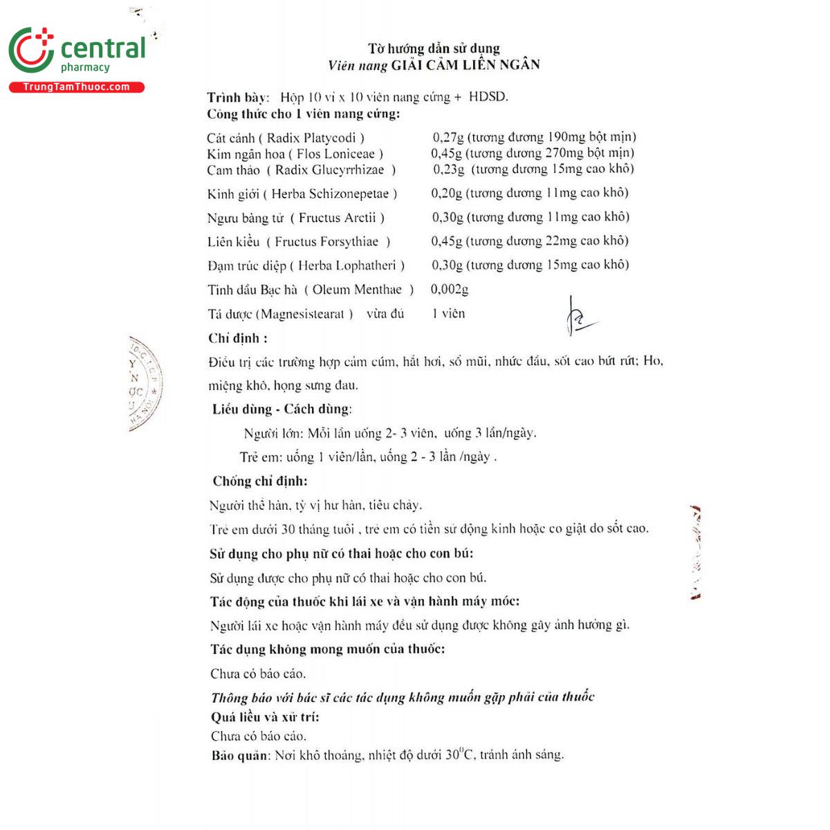 thuoc giai cam lien ngan 5 T7632 thuoc giai cam lien ngan 5 T7632