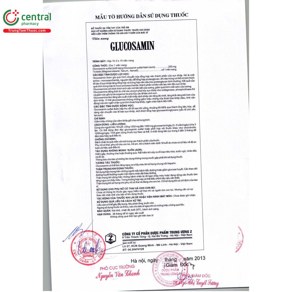 thuoc glucosamin 250mg duoc trung uong 2 5 K4461 thuoc glucosamin 250mg duoc trung uong 2 5 K4461