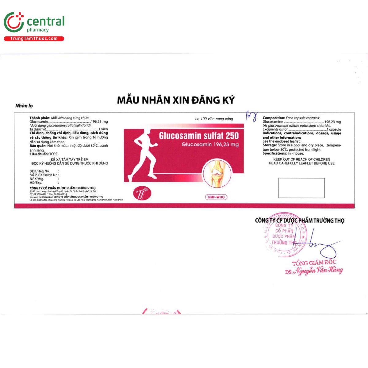 thuoc glucosamin sulfat 250mg truong tho pharma 4 T7630 thuoc glucosamin sulfat 250mg truong tho pharma 4 T7630