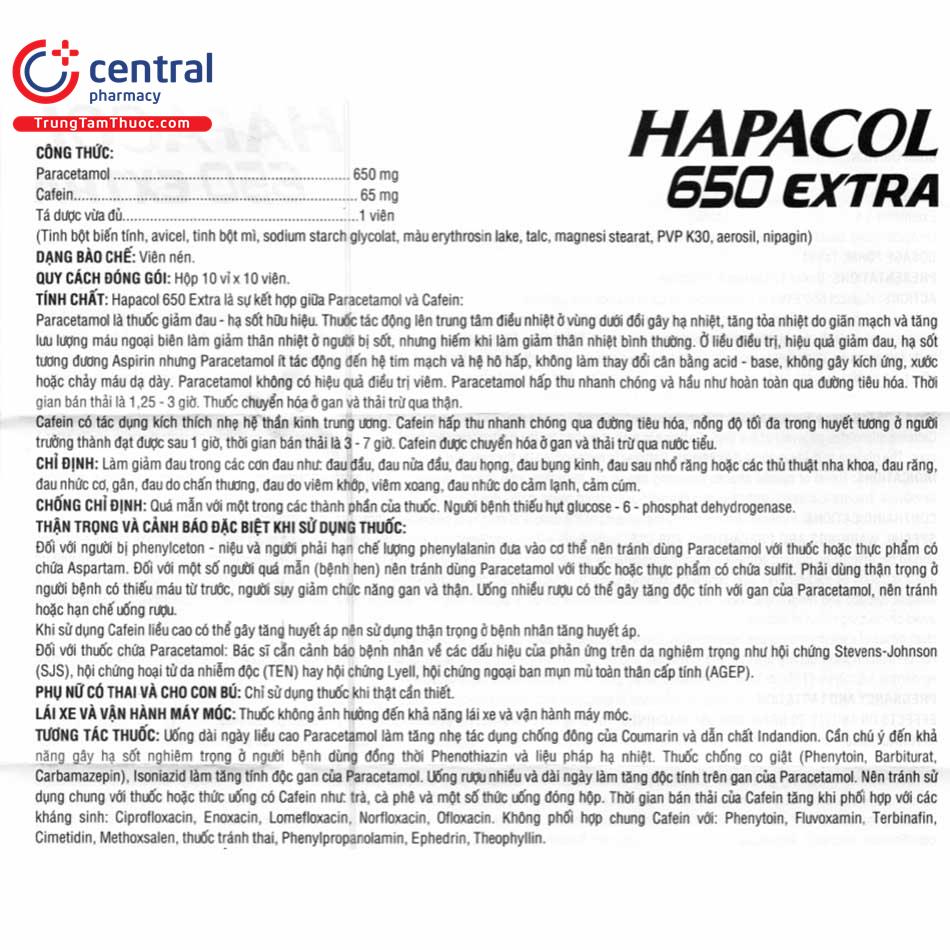 thuoc hapacol 650 extra 14 S7788