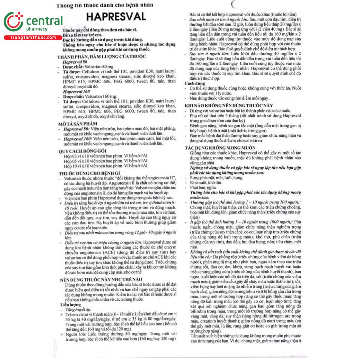 thuoc hapresval 160 3 S7115 thuoc hapresval 160 3 S7115