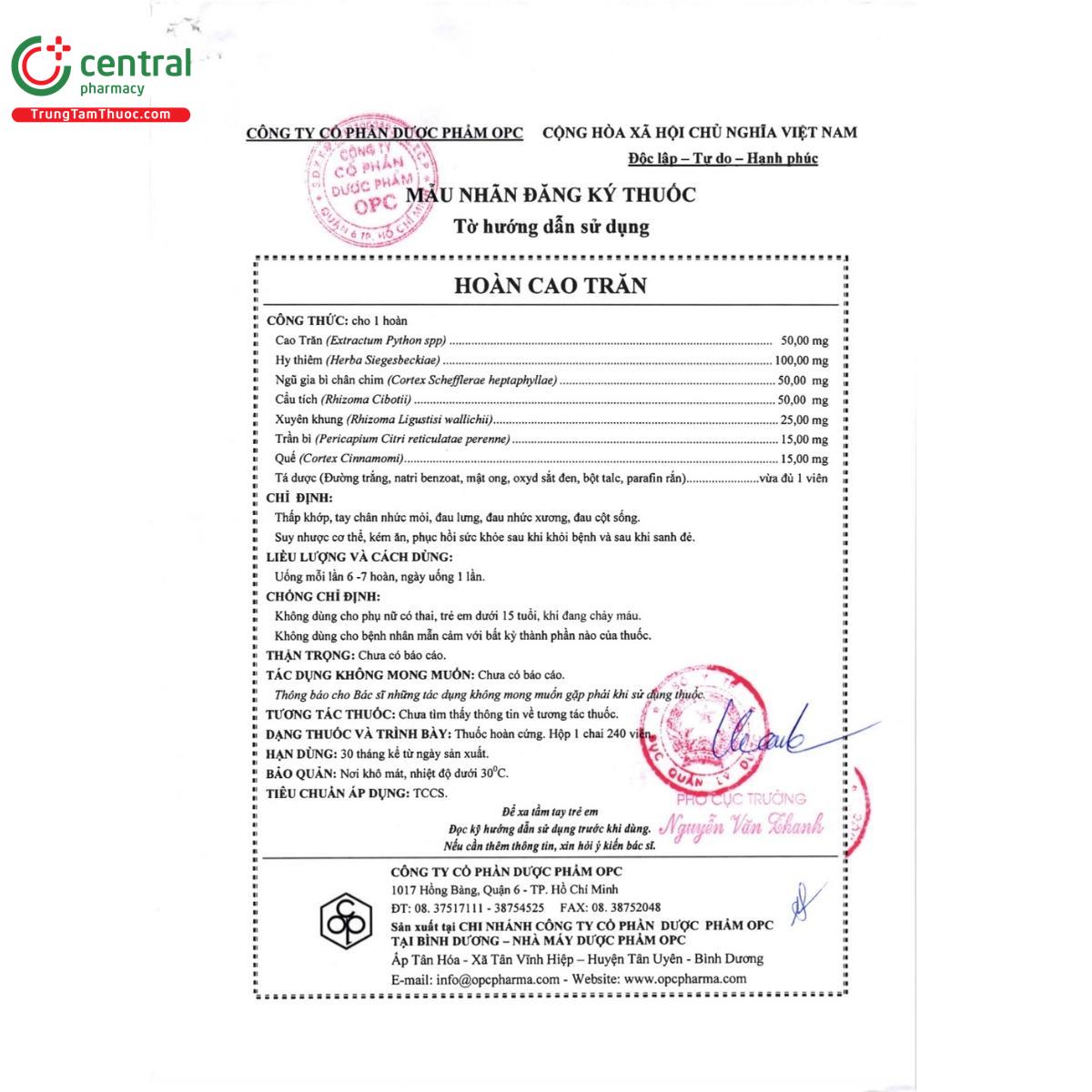 thuoc hoan cao tran opc 3 G2627 thuoc hoan cao tran opc 3 G2627