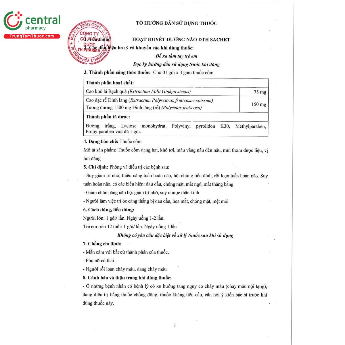 thuoc hoat huyet duong nao dth sachet 7 K4070 thuoc hoat huyet duong nao dth sachet 7 K4070