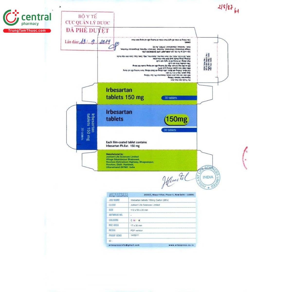 thuoc irbesartan tablets 150mg jubilant 2 D1238