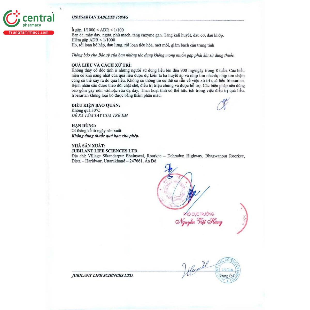 thuoc irbesartan tablets 150mg jubilant 9 G2886