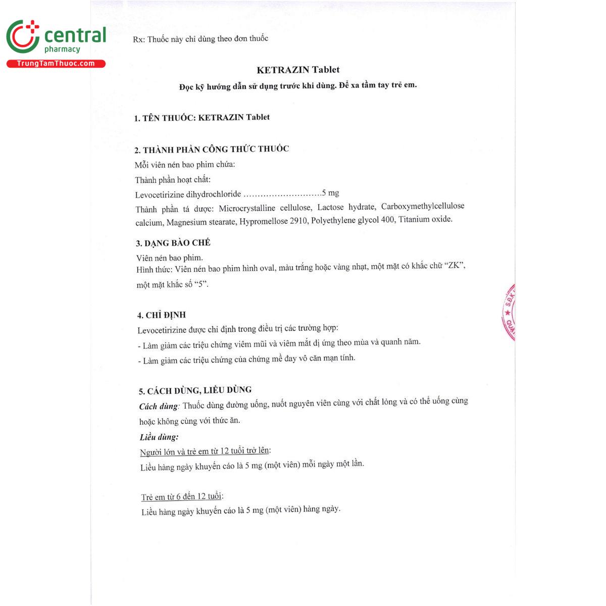 thuoc ketrazin tablet 5mg 3 T8606