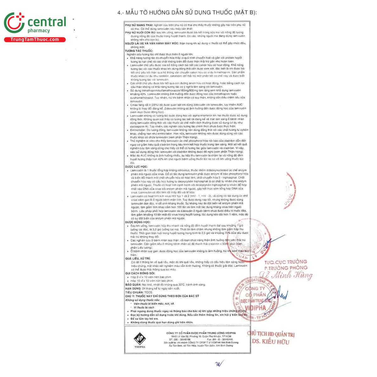 thuoc lamivudin 100mg vidipha 6 R7427 thuoc lamivudin 100mg vidipha 6 R7427