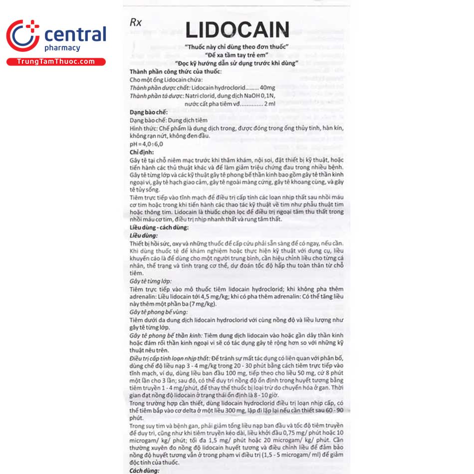 thuoc lidocain 40mg 2ml vinphaco 2 C0516