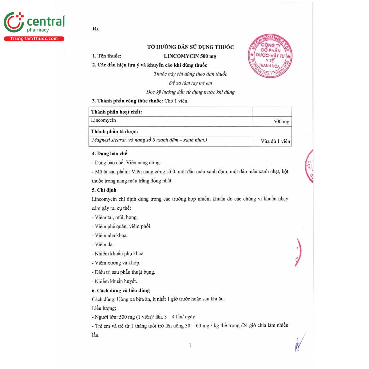 thuoc lincomycin 500mg thephaco 8 J3175