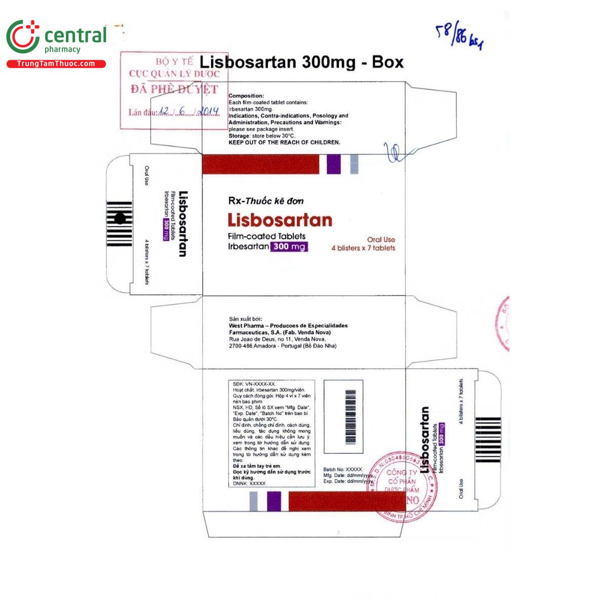 thuoc lisbosartan 300mg west pharma 2 D1243 thuoc lisbosartan 300mg west pharma 2 D1243