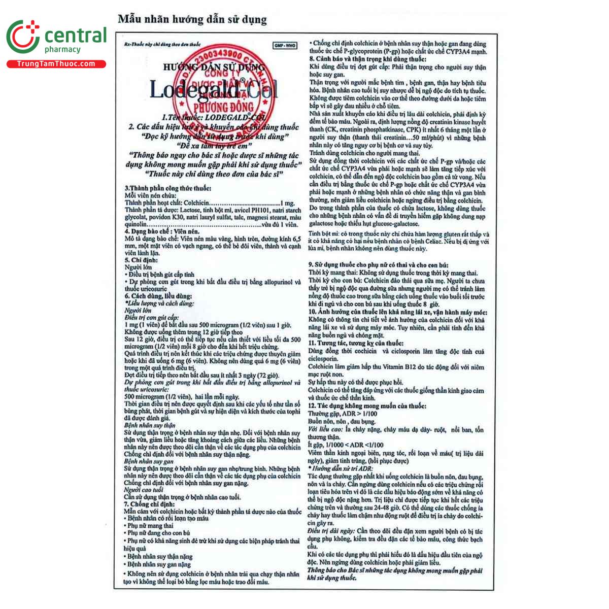 thuoc lodegald col 1mg 5 K4302 thuoc lodegald col 1mg 5 K4302