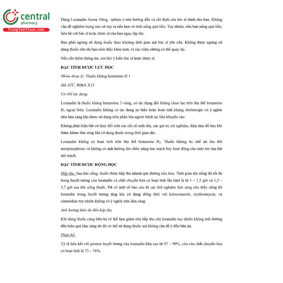 thuoc loratadin arena 10 mg 6 H2331