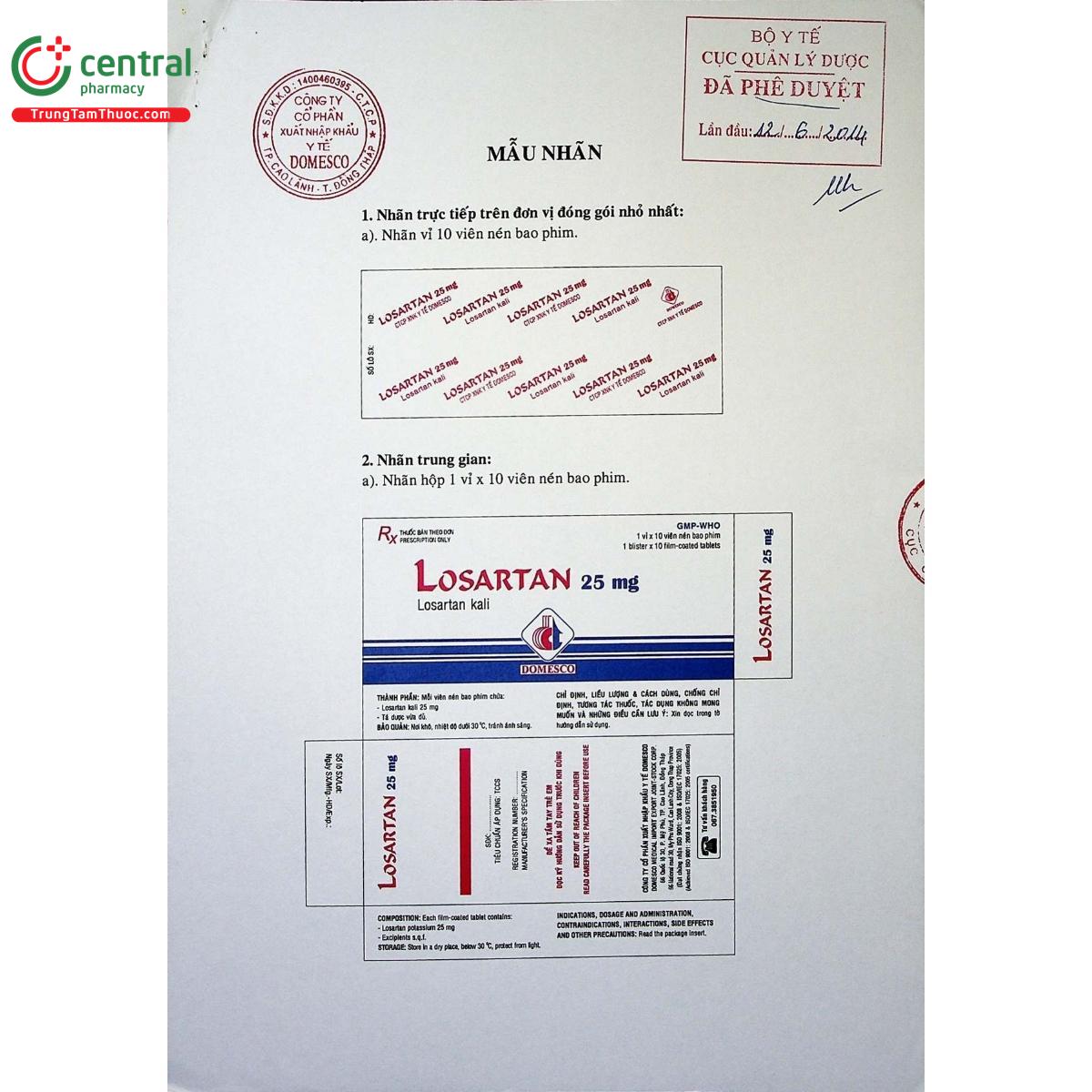 thuoc losartan 25mg domesco 7 G2383 thuoc losartan 25mg domesco 7 G2383