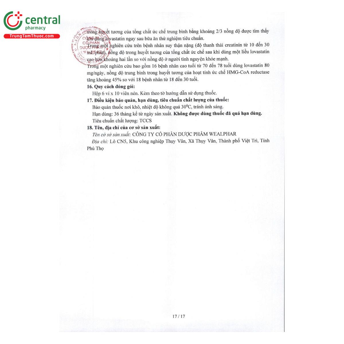 thuoc lovastatin dwp 40mg 19 P6343 thuoc lovastatin dwp 40mg 19 P6343