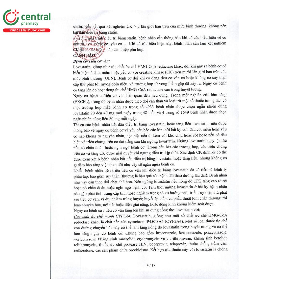 thuoc lovastatin dwp 40mg 6 B0685 thuoc lovastatin dwp 40mg 6 B0685