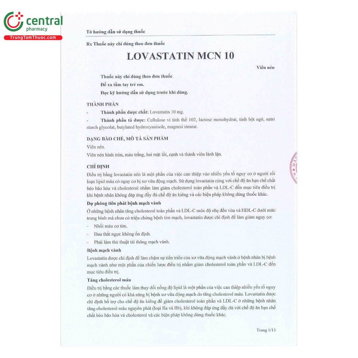 thuoc lovastatin mcn 10 3 H2553 thuoc lovastatin mcn 10 3 H2553