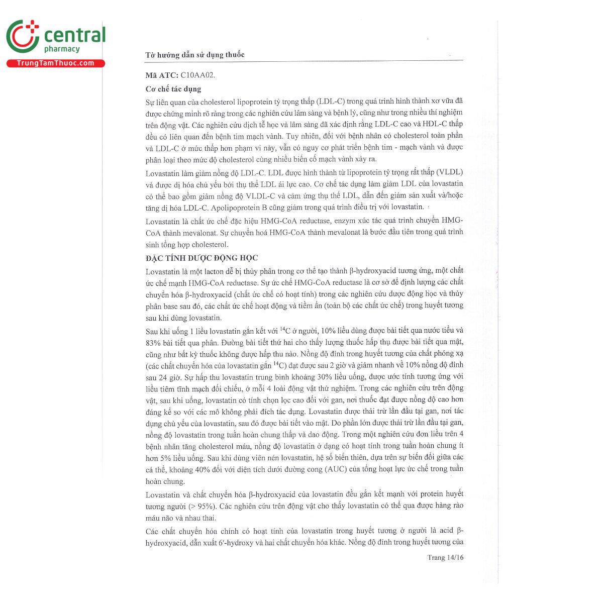 thuoc lovastatin mcn 20 16 T7867 thuoc lovastatin mcn 20 16 T7867
