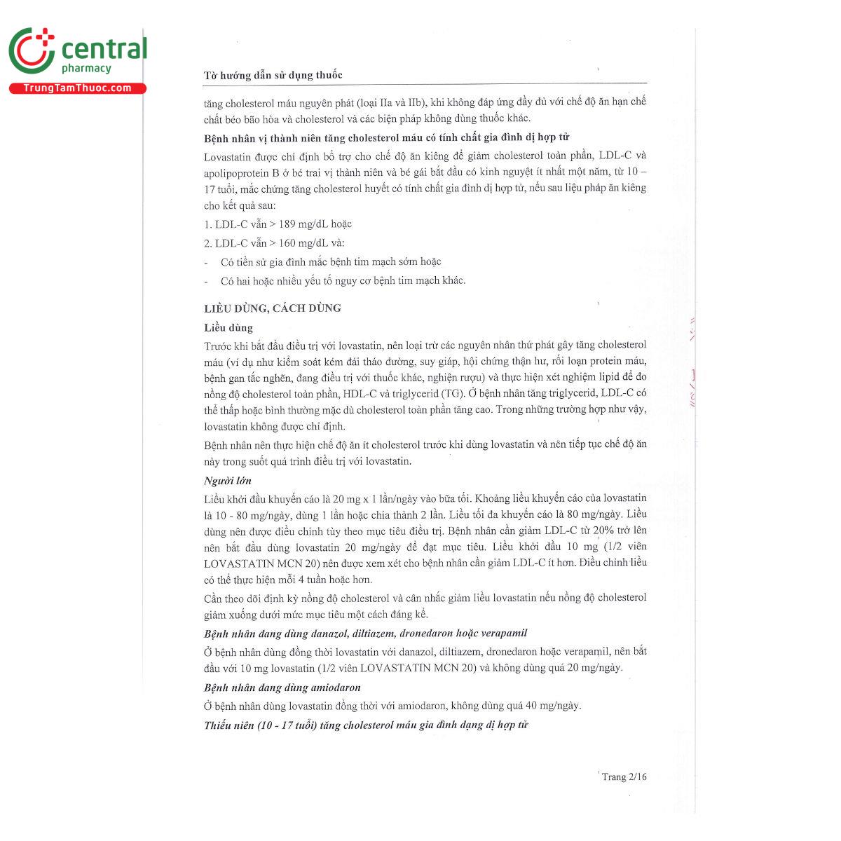 thuoc lovastatin mcn 20 4 A0650 thuoc lovastatin mcn 20 4 A0650