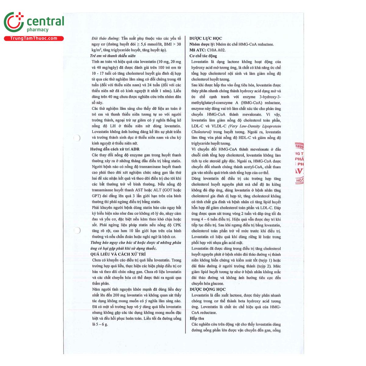 thuoc lovastatin savi 10 10 S7888 thuoc lovastatin savi 10 10 S7888