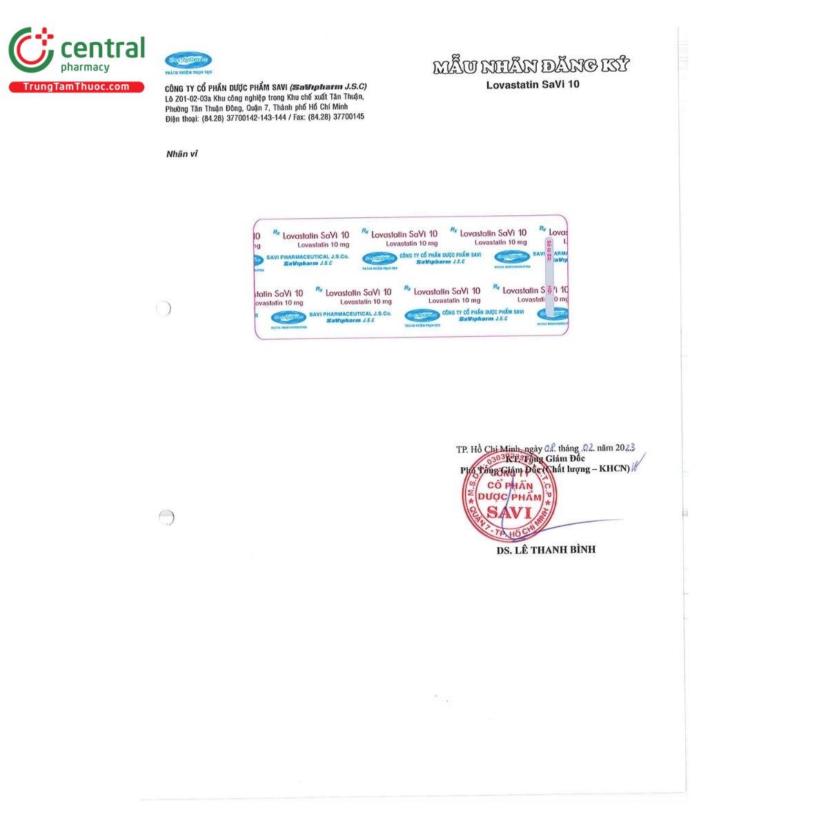 thuoc lovastatin savi 10 3 B0744 thuoc lovastatin savi 10 3 B0744