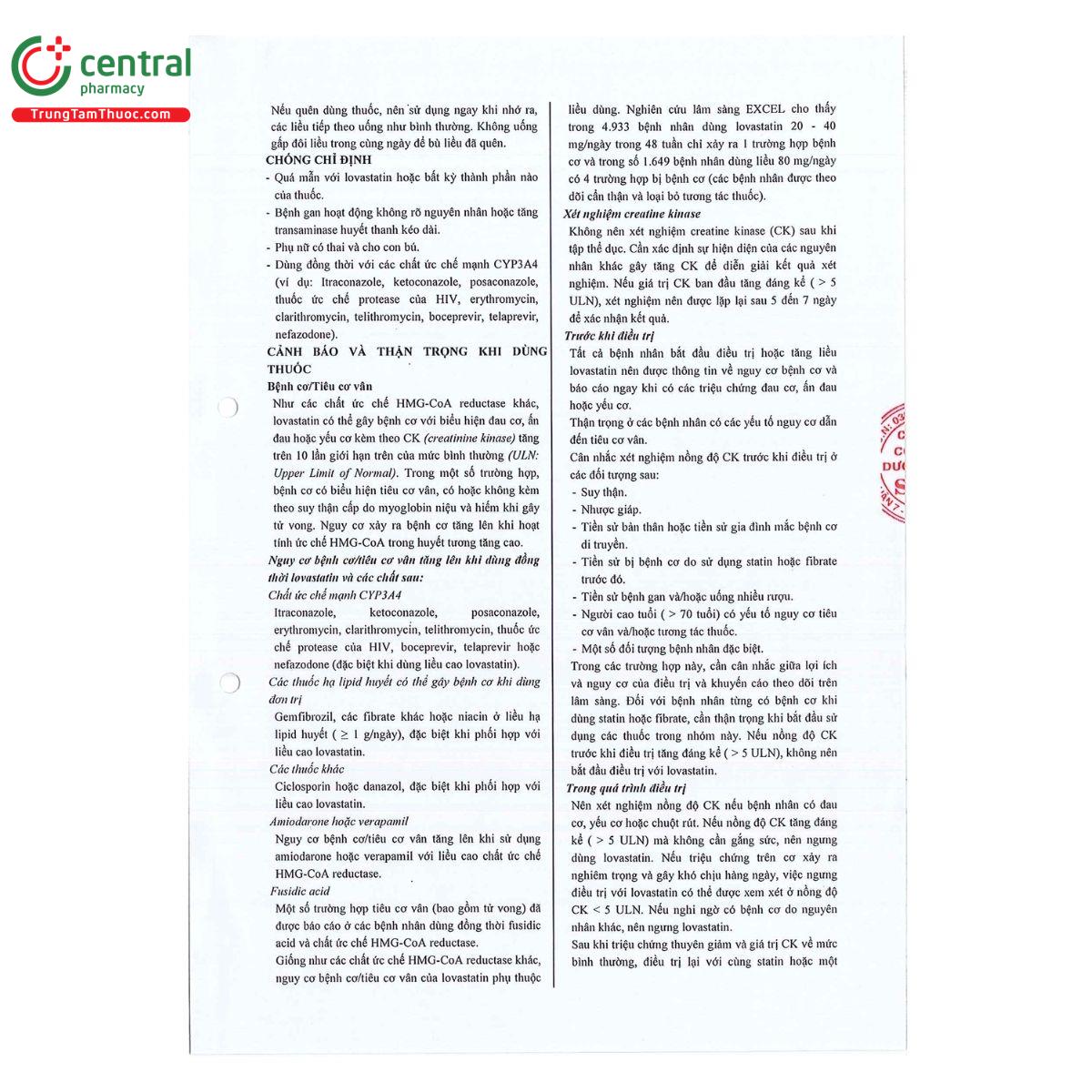 thuoc lovastatin savi 10 5 U8780 thuoc lovastatin savi 10 5 U8780