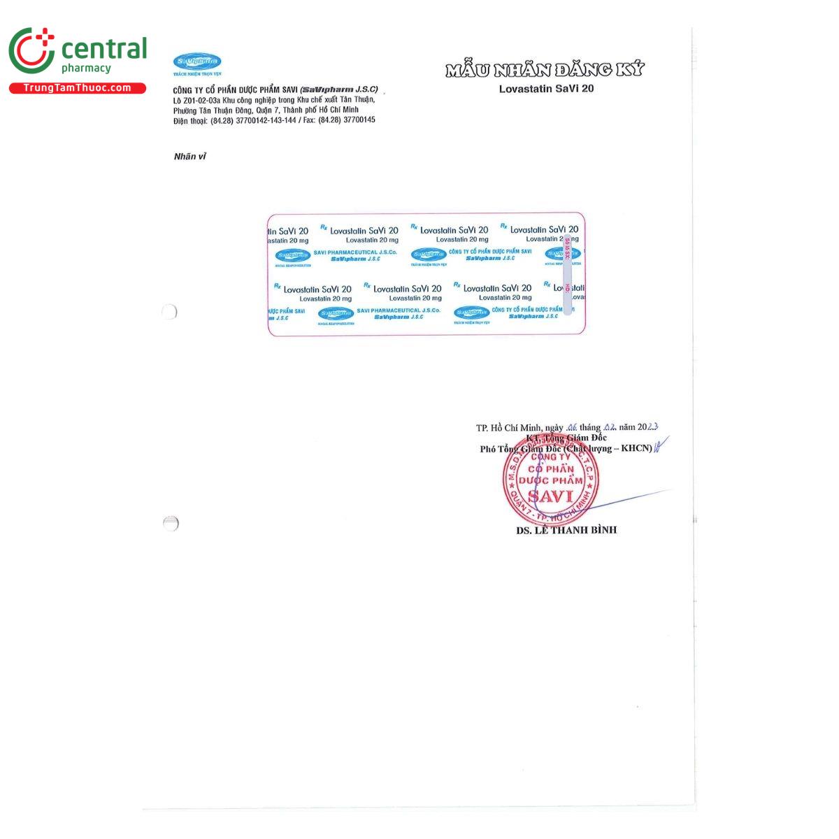 thuoc lovastatin savi 20 3 N5378 thuoc lovastatin savi 20 3 N5378