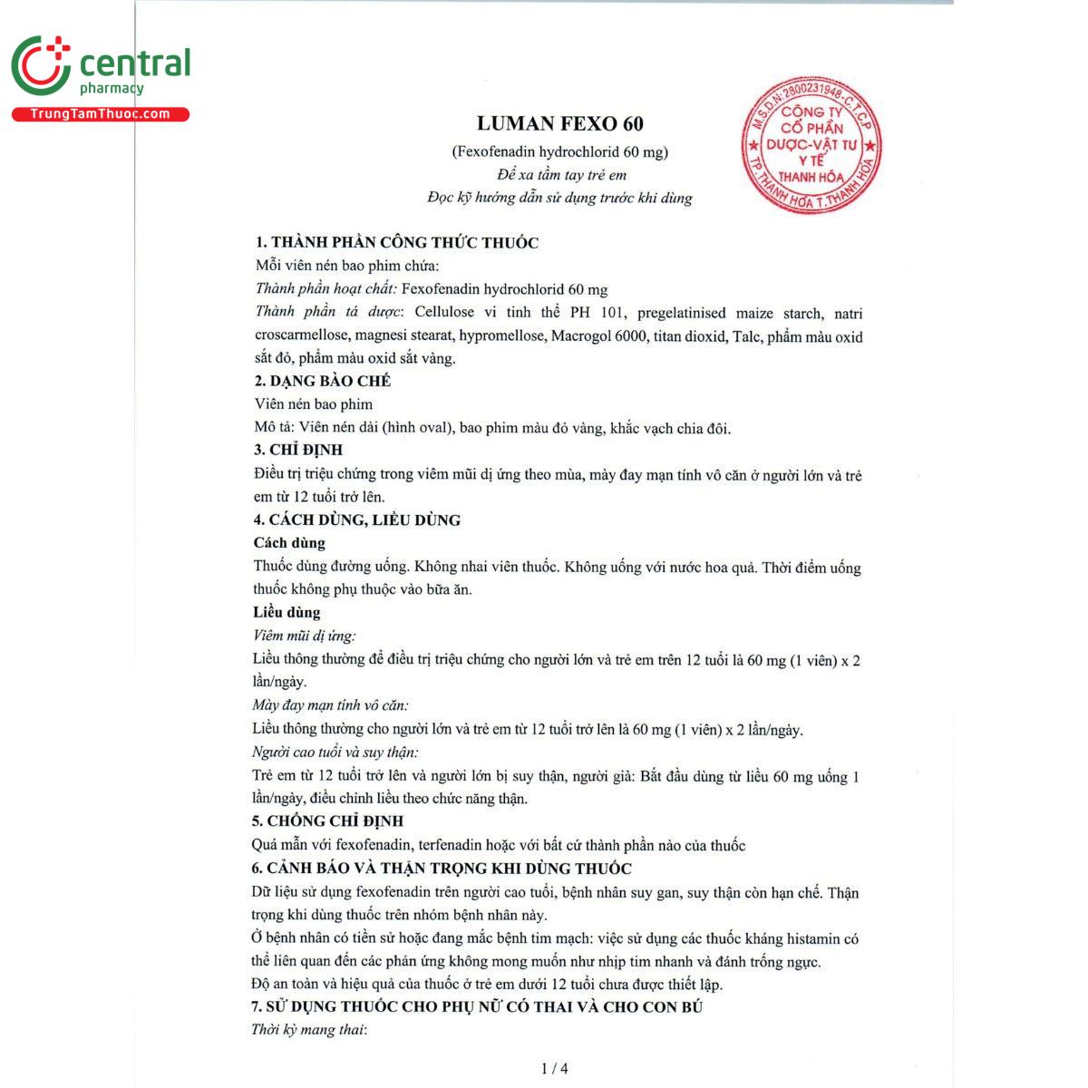 thuoc luman fexo 60mg 4 P6727 thuoc luman fexo 60mg 4 P6727