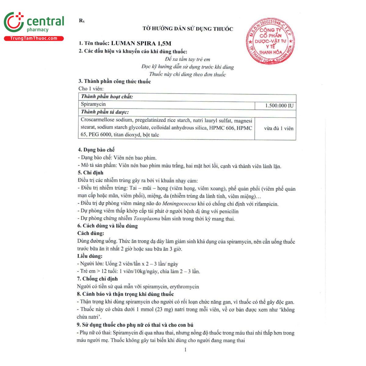 thuoc luman spira 15m 4 C0488 thuoc luman spira 15m 4 C0488