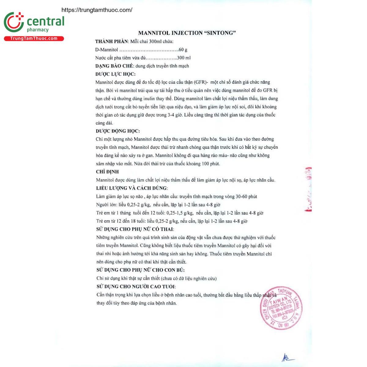thuoc mannitol injection sintong 3 N5720 thuoc mannitol injection sintong 3 N5720