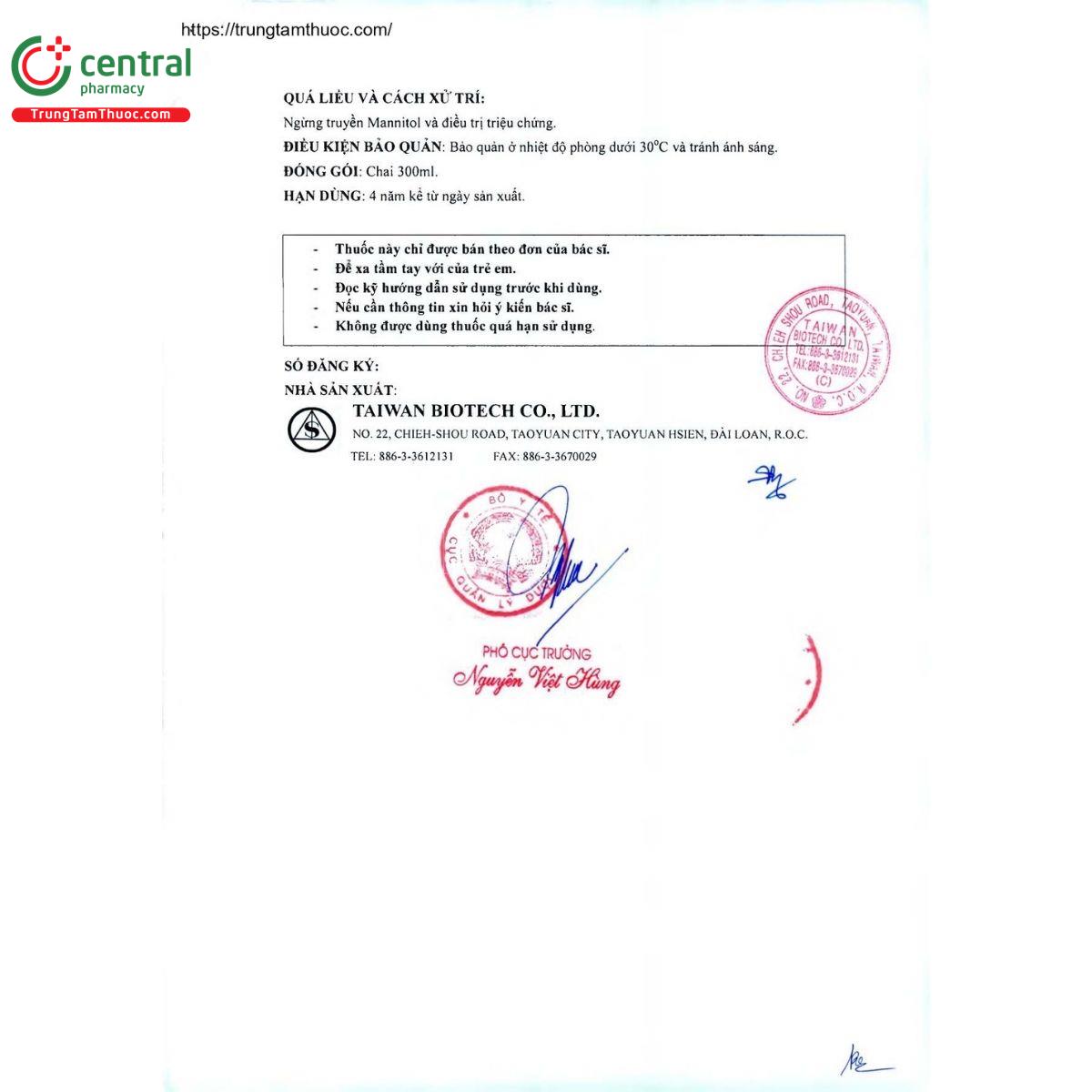 thuoc mannitol injection sintong 5 A0445 thuoc mannitol injection sintong 5 A0445