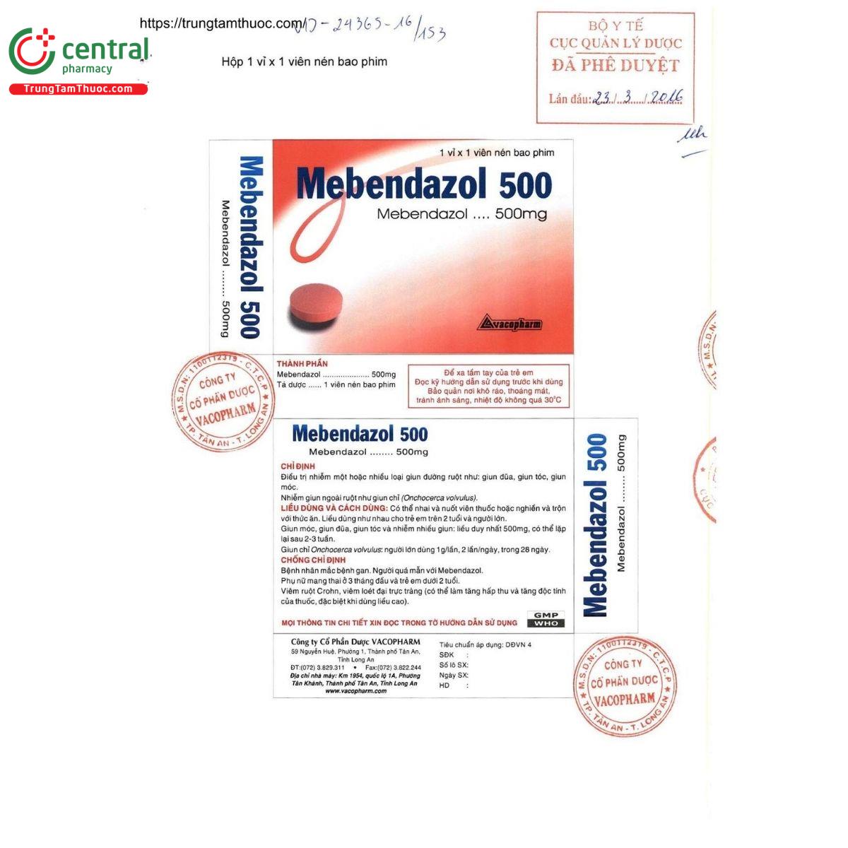 thuoc mebendazol 500mg vacopharm 2 S7167 thuoc mebendazol 500mg vacopharm 2 S7167