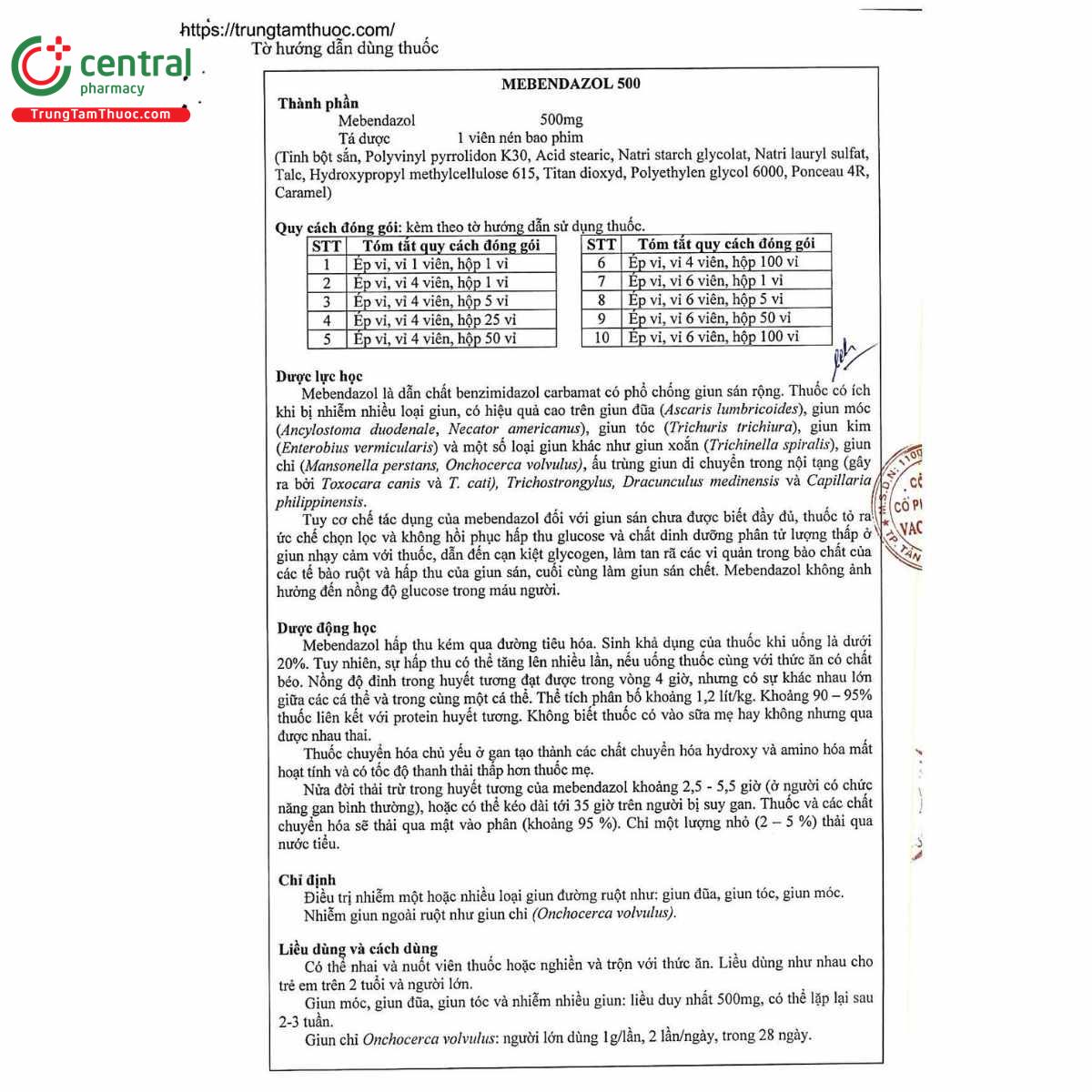 thuoc mebendazol 500mg vacopharm 4 B0145 thuoc mebendazol 500mg vacopharm 4 B0145