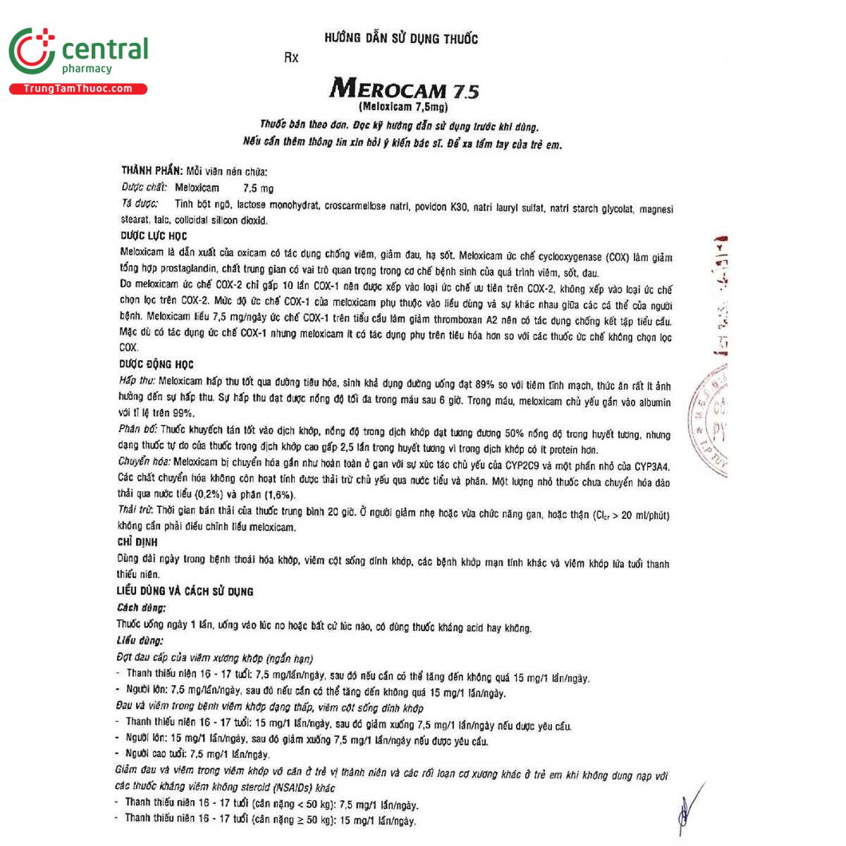 thuoc merocam 7 5 mg 3 V8138 thuoc merocam 7 5 mg 3 V8138