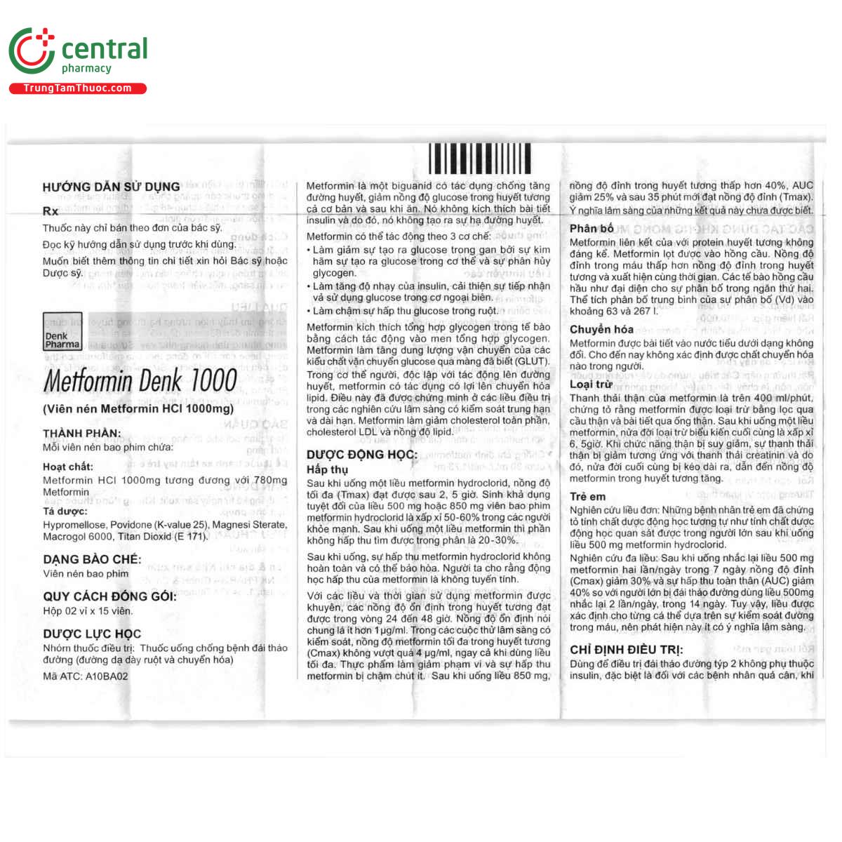 thuoc metformin denk 1000 7 V8367 thuoc metformin denk 1000 7 V8367