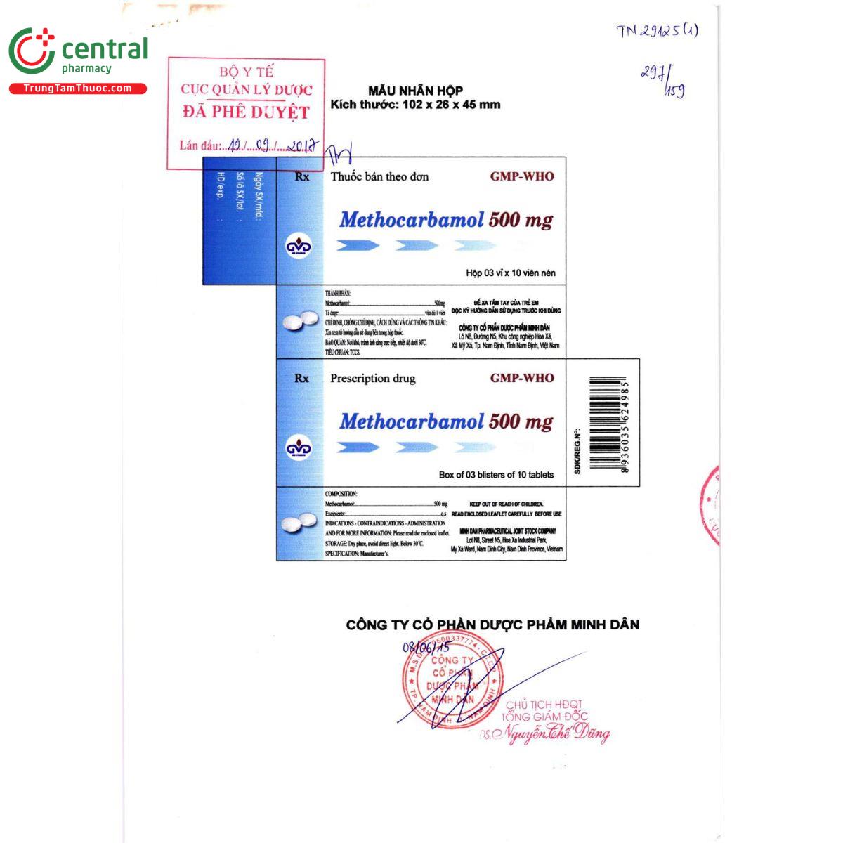 thuoc methocarbamol 500mg minh dan 3 L4138 thuoc methocarbamol 500mg minh dan 3 L4138