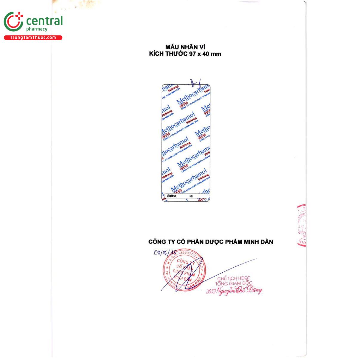 thuoc methocarbamol 500mg minh dan 4 A0844 thuoc methocarbamol 500mg minh dan 4 A0844