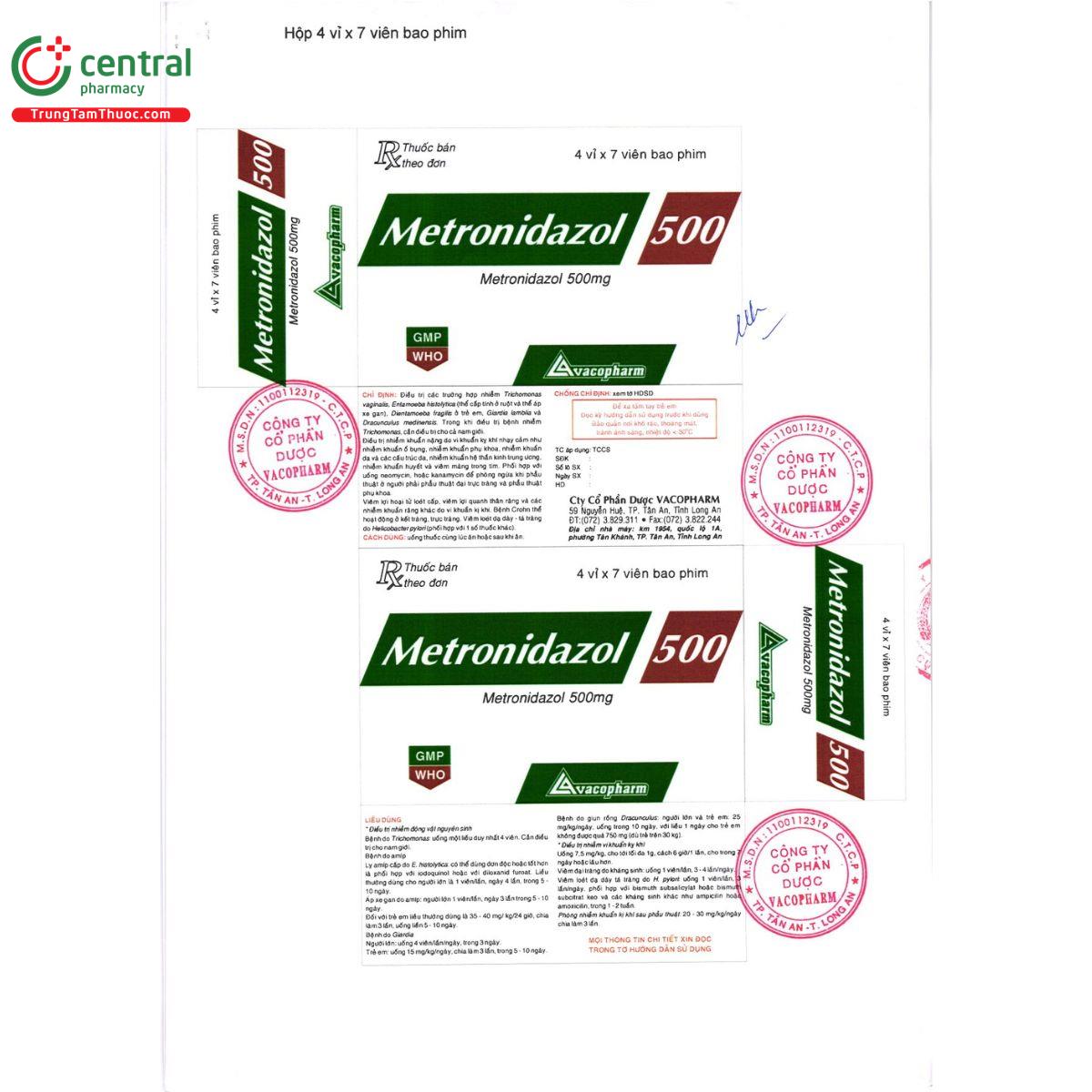 thuoc metronidazol 500mg vacopharm 10 H3870