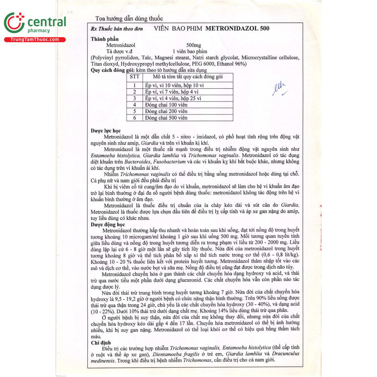 thuoc metronidazol 500mg vacopharm 13 B0155
